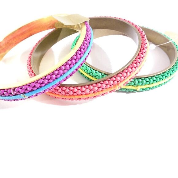 Lee Angel Enamel Mesh Rainbow Bangle Set of 3 NWT 265 - Picture 4 of 7